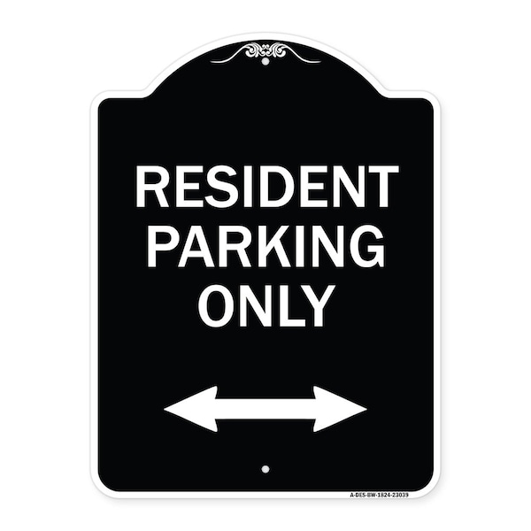 Reserved Parking Resident Parking Heavy-Gauge Aluminum Architectural Sign, 24" x 18", BW-1824-23039